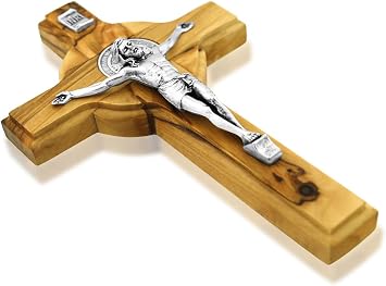 St. Benedict Olive Wood Crucifix Cross 10 INCH