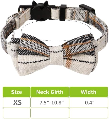 Miniatura 4 de Faleela Breakaway Collar de gato con campanas, paquete de 2 collares de gato con campanas, collares de gato con bandana, accesorios para collares de