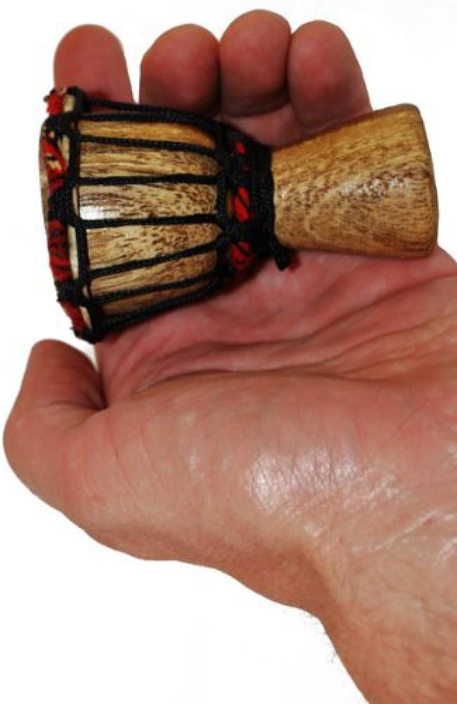 Africa Heartwood Project - African Djembe Drum MINI - Handcrafted - Desktop GIft - Solid Mansonia Wood Construction - 2'' x 4'' Size