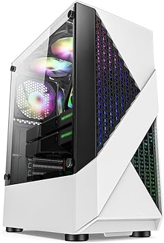 XLTFUC Mid-Tower ATX, M-ATX, ITX Computer Case, Tempered Glass Panel, Vertical GPU Bracket Supports Water CoolingWhite