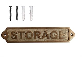 PLAQUE Brass Metal Door Sign Plaques|Antique Finish|Easy DIY Installation|Best Home Decor|Gents, Ladies, Office, Laundry, Restroom, Pull, Parking (STORAGE)