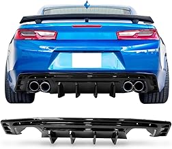 IKON MOTORSPORTS Rear Diffuser Bumper Lip Compatible with 2016-2024 Chevrolet Camaro (Except ZL1 Model), Glossy Black PP Ikon Style 1PC Valance Lower Body Protection Part