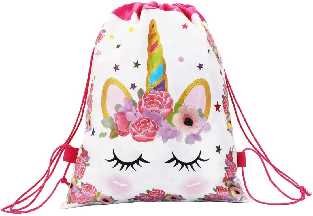 CXWILL Unicorn Party Favors Bags 14 Pcs Drawstring Gifts Bags for Kids Party Decoration