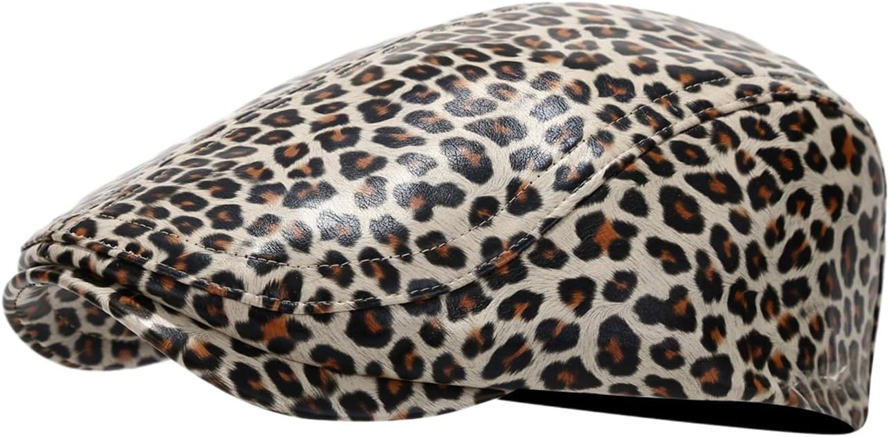 Trendy Berets Unisex Headwear Accessory for Women Men Cabbie Hat for Driving Outdoor Leopard Print Hat