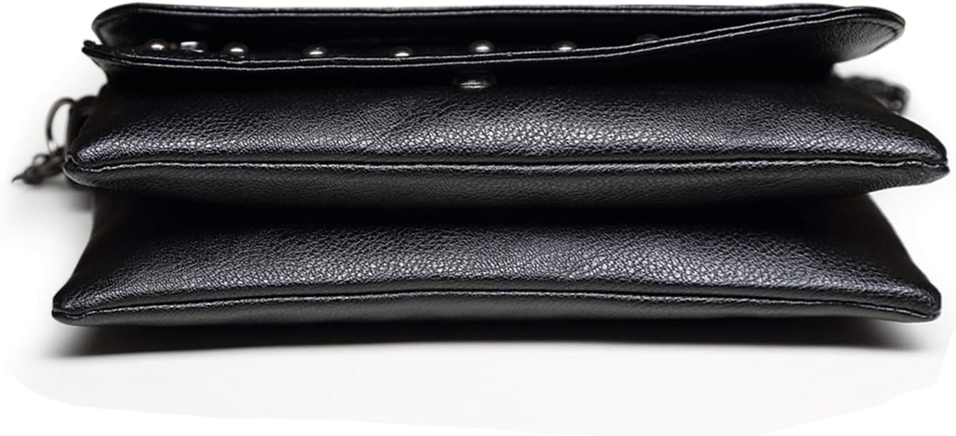 Freie Liebe Women Classic Black Skull Cross Body Bag Vintage Clutch Purse Shoulder Bag - Image 3