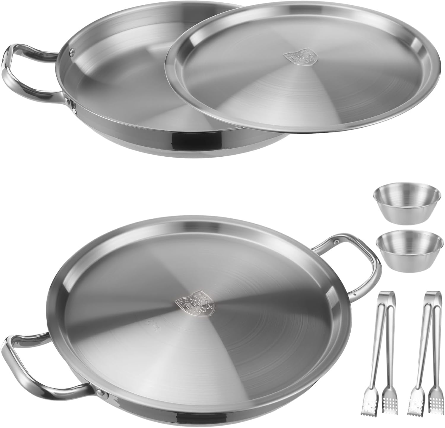 2-Set Chilled Serving Tray,Stainless Steel Shrimp Cocktail Serving Dish,12 Inch Cold Food Buffet Server with Ice Trays,Tongs, and Sauce Dishes, Cold Chilled Seafood Serving Platters Set for Parties image 2