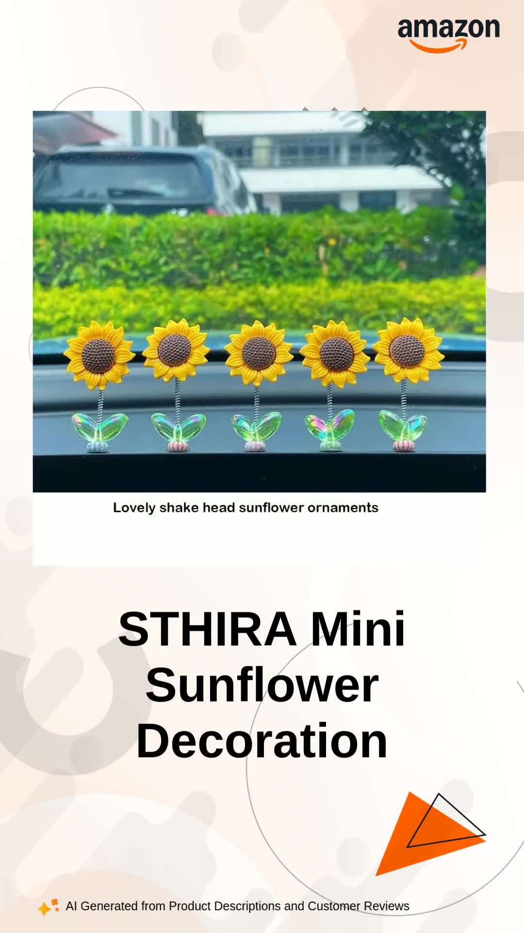 STHIRA® 5Pcs Mini Sunflower Car Decoration 2.36 inches Swing Sun