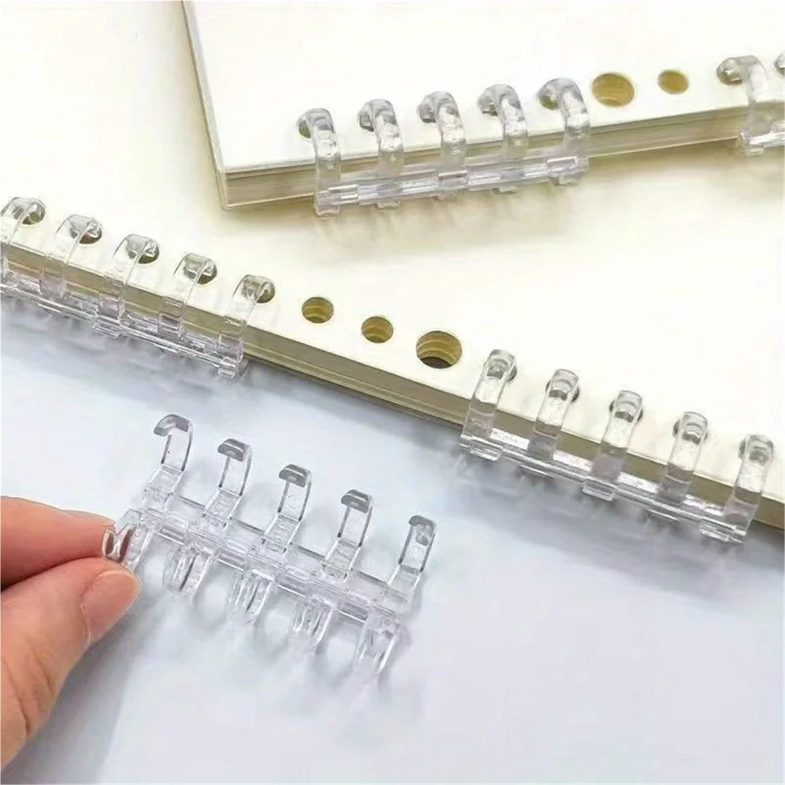 Meccanismo per raccoglitori ad anelli, formato A5, 50 pezzi, dorso in plastica, pettine rotondo, forniture per ufficio per organizzazione e conservazione di documenti
