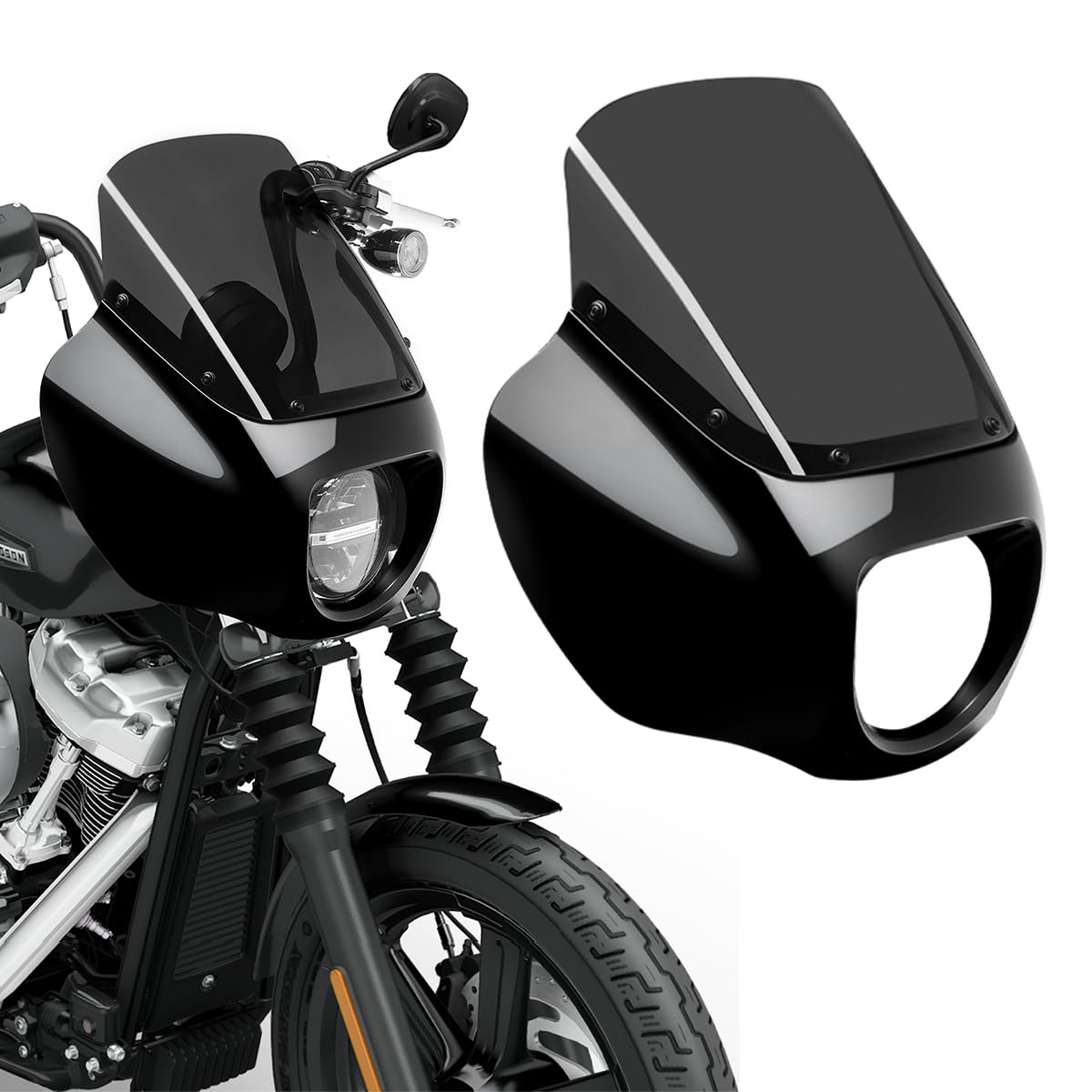 Photo 1 of *Missing Parts* VINTGMT Motorcycle Fairing with 13" Smoke Motorcycle Windshield Quarter Fairing for Harley Street Bob FXBB 2018–2020 2025 FXBBS 2021–2024 Softail Standard FXST 2020–2024