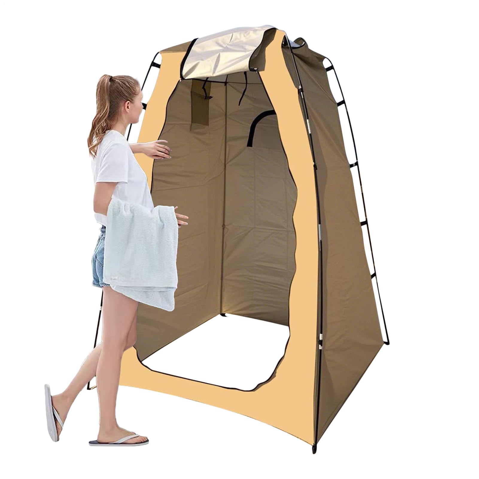 Duschzelt für den Außenbereich – Sichtschutz 4-in-1 für Camping, Strand, Wohnmobil | Tragbares Schutzzelt mit Netzwand, faltbarer Pavillon, Eisen-Verschluss