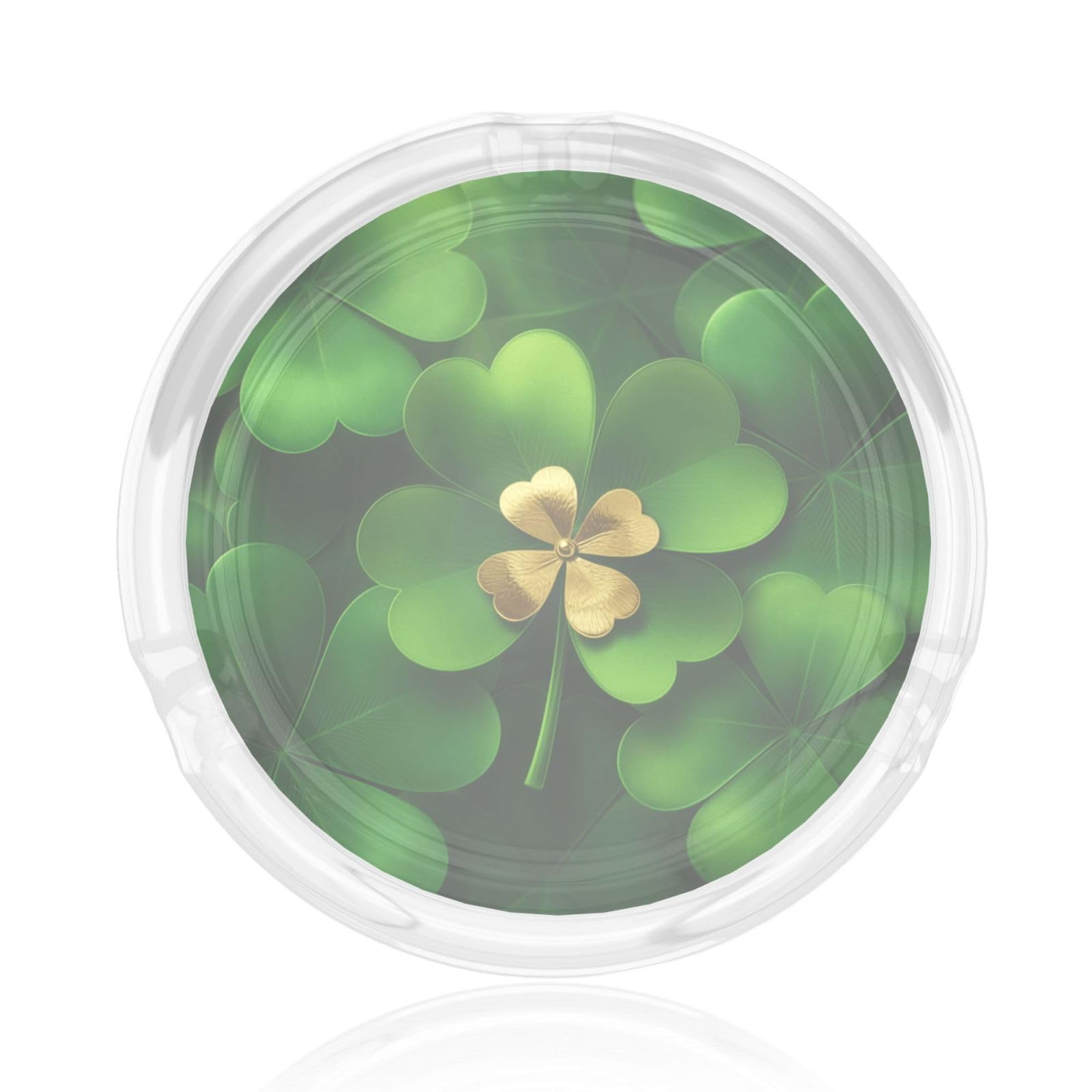 Green Three-Leaf Shamrocks Glass Ashtray For Cigarettes Ash Trays Case For Home Office Decor