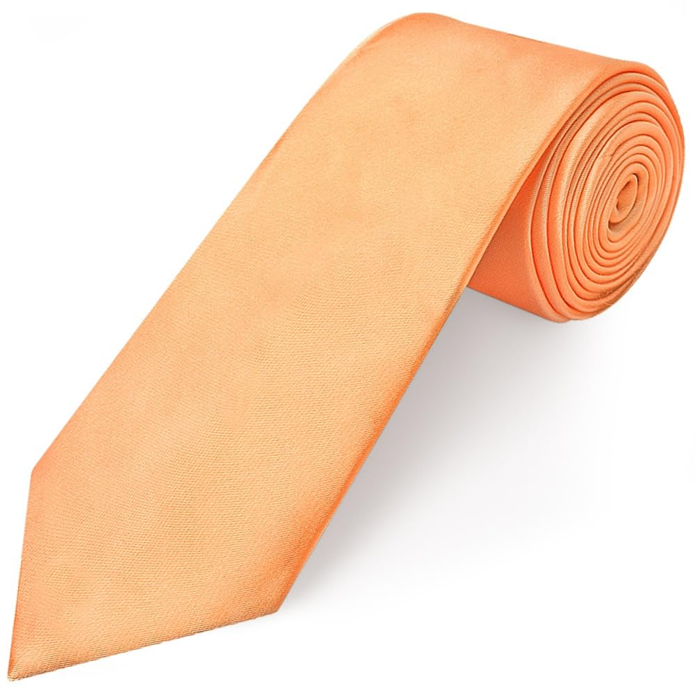 TIES R US Peach Satin Classic Men's Plain Tie