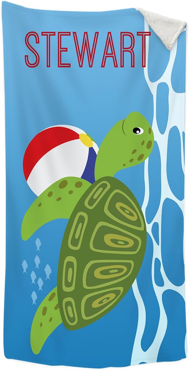 ROSI Personalized Cotton Beach Towel Custom Name Text Pool Swim Towel Soft Absorbent Ideal for Outdoor Recreation Beach Equipment for Summer Fun (Style 3, 70.8 * 35.4 inch)