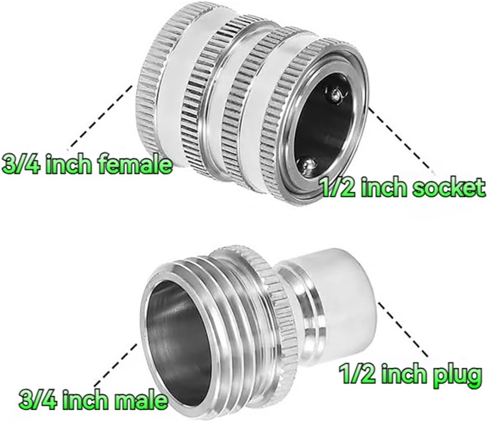 2026 New Stainless Steel Garden Hose Quick Connect Fittings Set, 3/4 Inch GHT Water Hose Quick Connect Fittings, Heavy Duty Quick Release Connector For Hoses And Sprayers (5*Pcs)