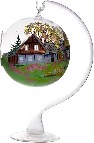 Juego de portavelas de Navidad de vidrio soplado a mano