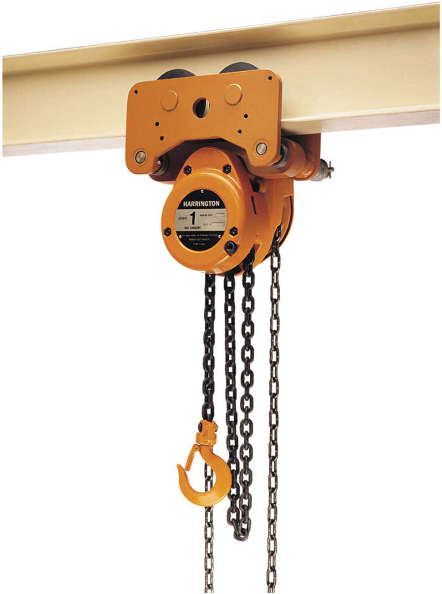 Low Headroom Trolley/Hoist 10' Lift by HARRINGTON – Yellow, Model NTH020-10