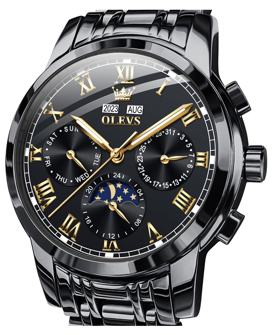 OLEVS Men's Automatic Dress Watch - Self Winding Stainless Steel, Waterproof Luminous Tourbillon Skeleton, Big Dial Date Mechanical Watch