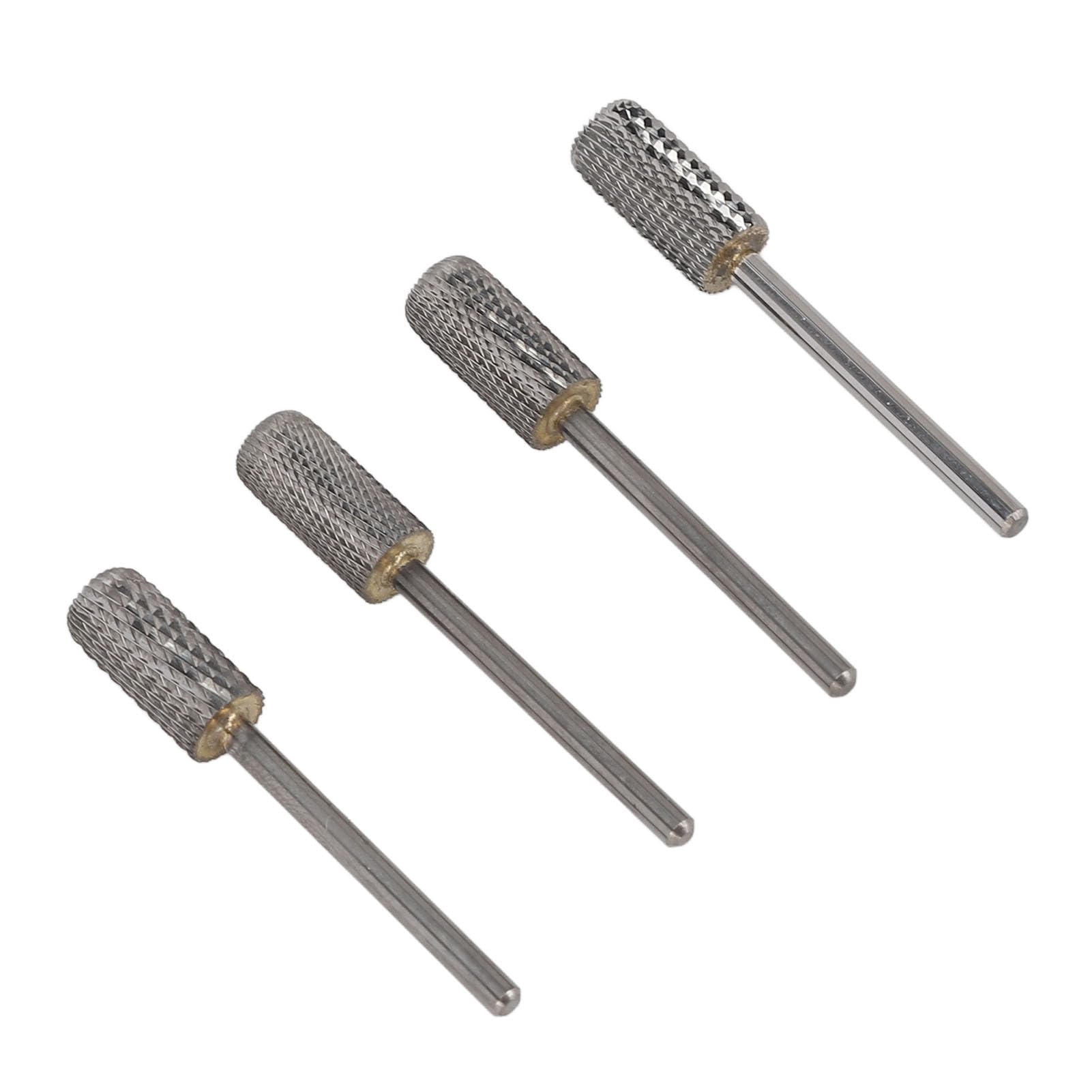 PUNTE TRAPANO IN CARBURO DI TUNGSTENO PER UNGHIE SET DI PUNTE PER MANICURE PROFESSIONALI PER ARTE DELLE UNGHIE PER USO IN SALONE A CASA 4 PZ TESTINE PER LUCIDATURA DELLE UNGHIE