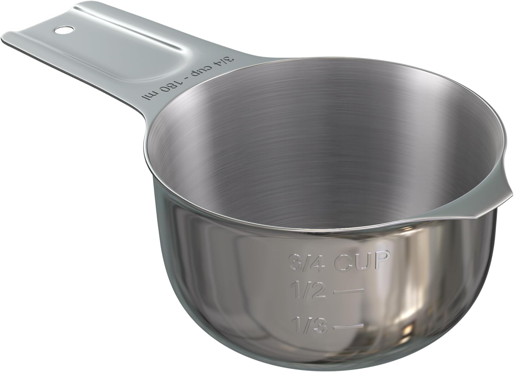 Color Up Premium 3/4 Cup Measuring Cup (180 ml) - Stainless Steel Finish, One-Piece Construction, Dishwasher Safe, Accurate for Wet & Dry Ingredients – One Single 3/4Cup
