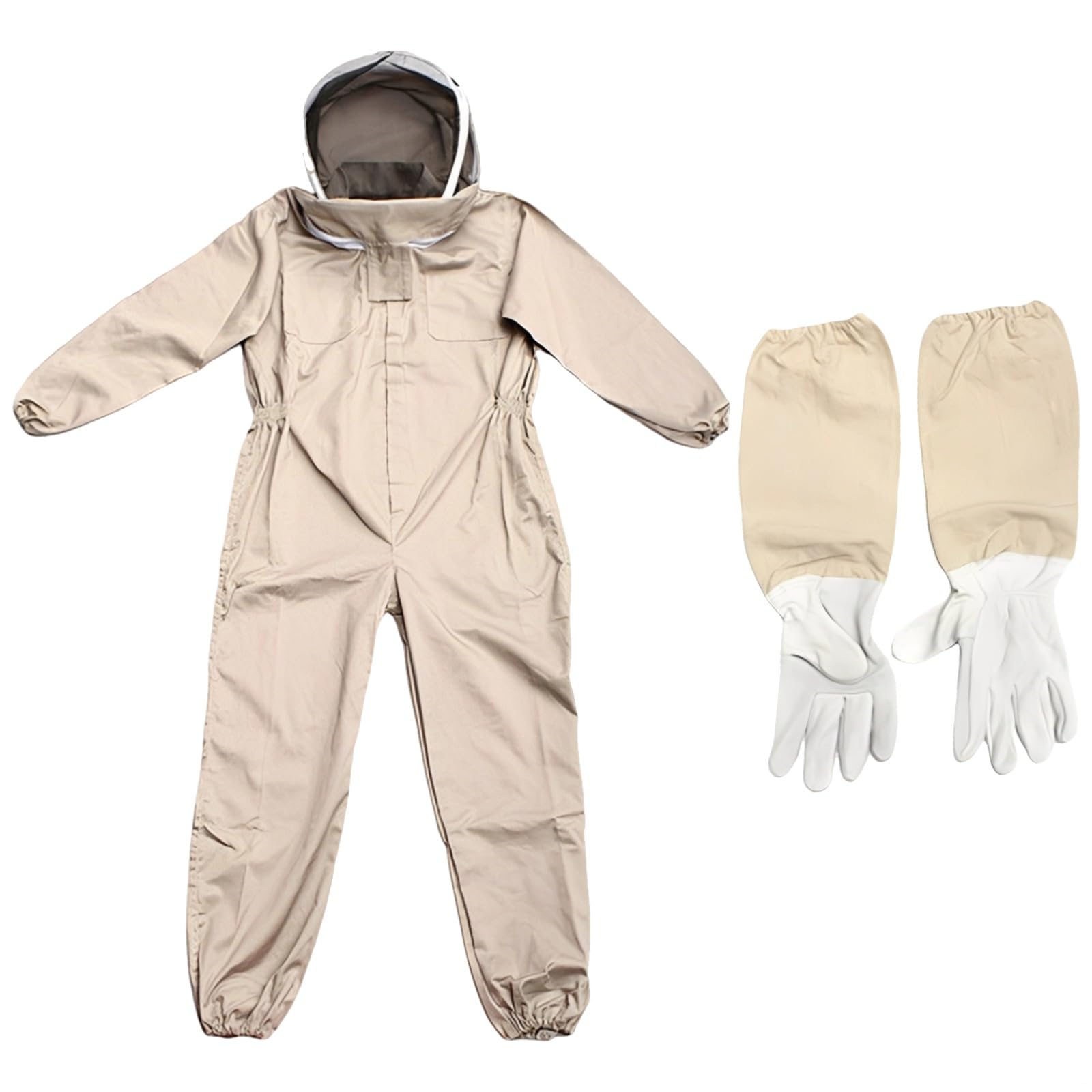 Tuta da apicoltore kaki XXL, tuta protettiva integrale per apicoltura da uomo, tuta da apicoltore ispessita con guanti, kit guanti in pelle di pecora