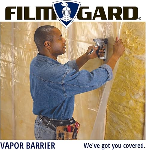 Miniatura 8 de Film-Gard 626134 Láminas de plástico de consumo 10 pies de ancho x 25 pies de largo x 3 mil de grosor, transparente