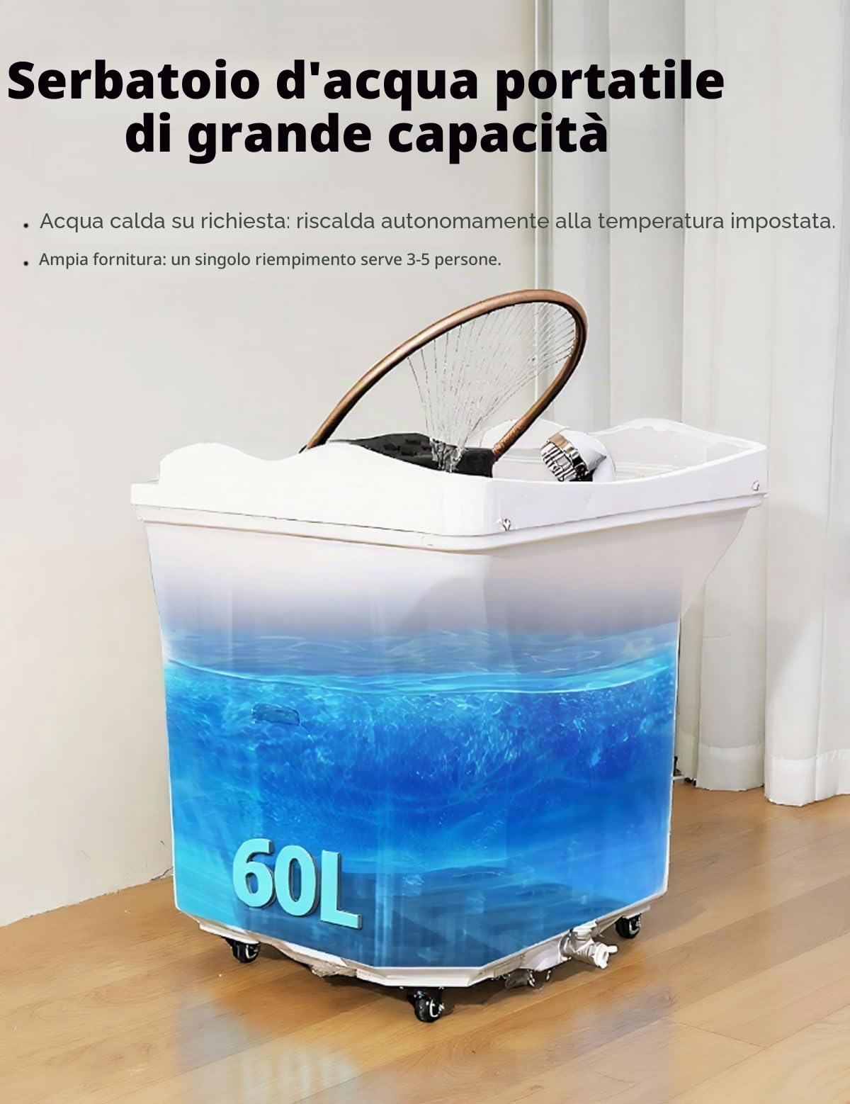 Head-spa dispositivo con cascata e massaggio idro-jet, vaschetta massaggiante professionale con cromoterapia a 7 colori, ideale per saloni, spa e casa (bianco)
