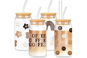 16oz Can Shaped Glass Cups with Bamboo Lid