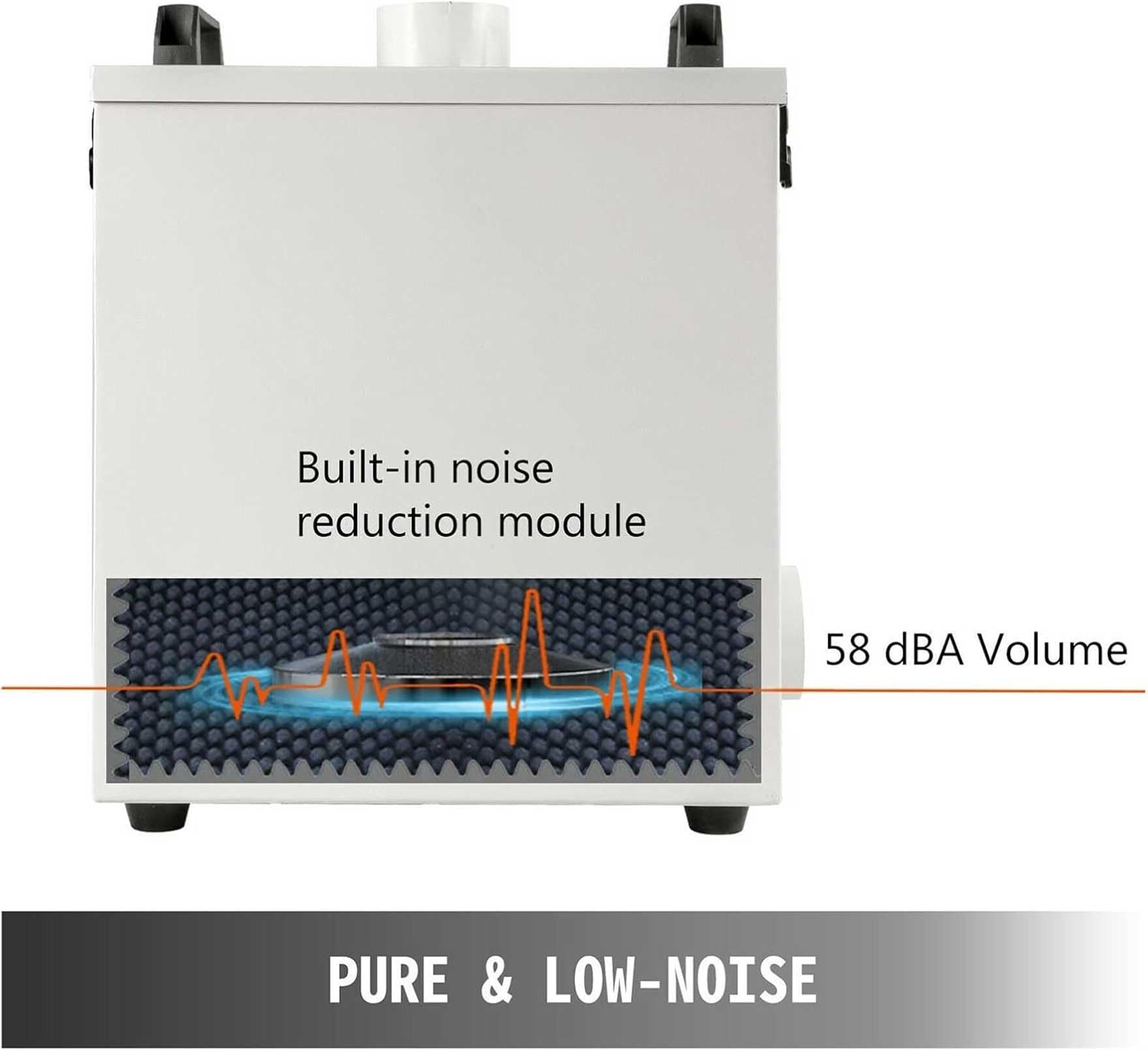 Purificador de aire extractor de humos de 80 W, purificador de humo de bajo ruido con amortiguador de metal, 180 m³/h para máquinas de grabado CNC CO2, sistema eficaz de filtración de aire
