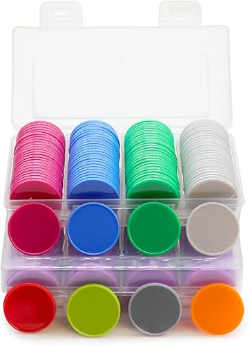 Vista 184 de Juego de 100 fichas de juego de fichas de póquer de plástico opaco con caja de almacenamiento (azul, 1 pulgada)