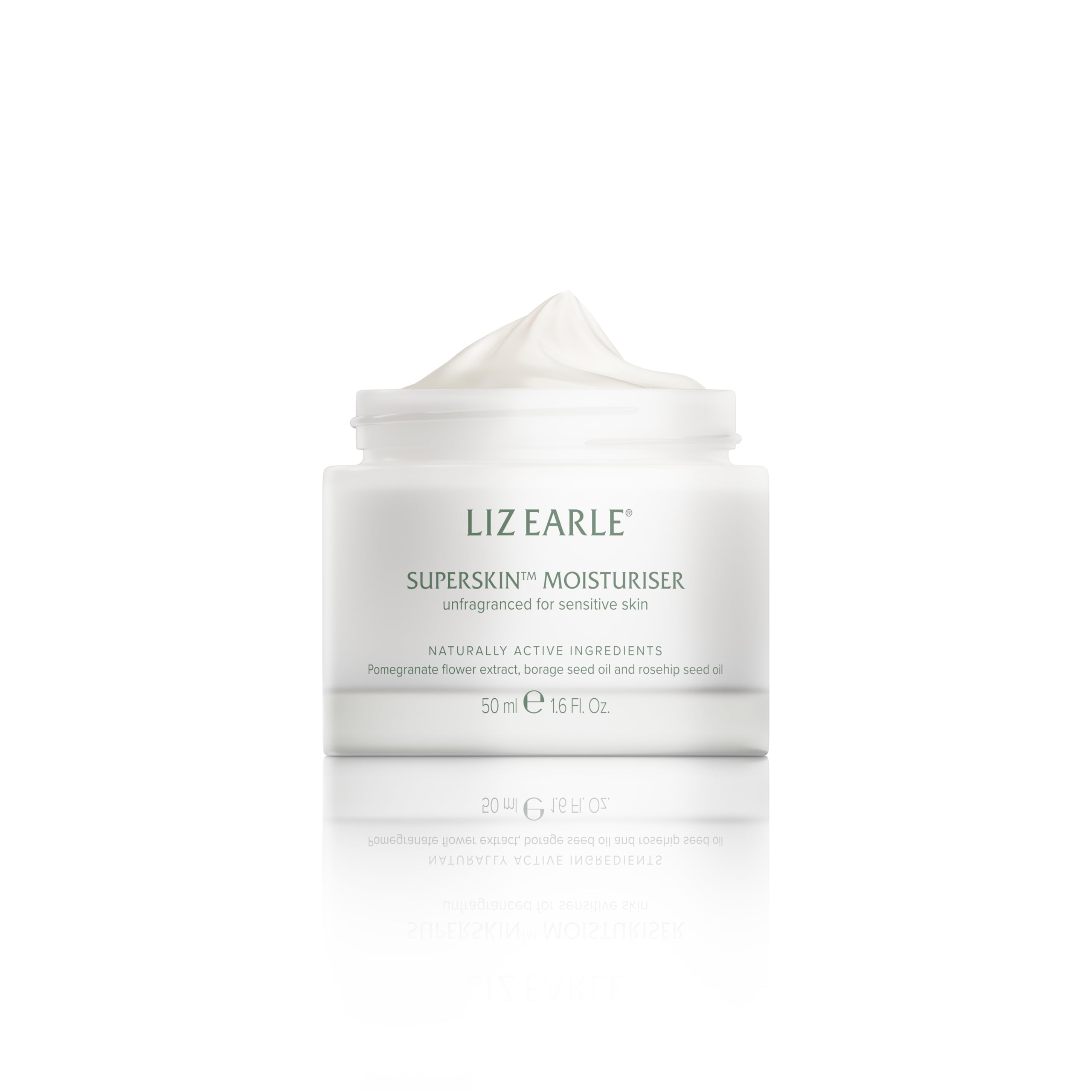 Liz Earle Superskin™ Moisturiser Unfragranced with Pomegranate Flower, Borage Seed Oil, Rosehip Seed Oil for Sensitive Skin and Mature Skin, 50ml