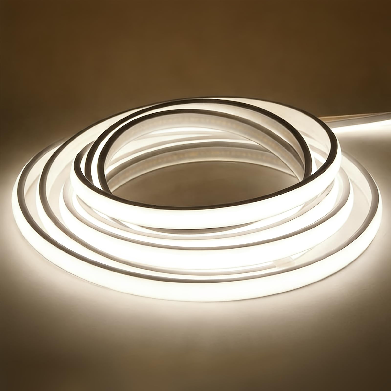 pcningled LED COB Strip Light AC 230V 1M 15 Watts White 4000K with UK Power Cord Plug, 1 Meter LED Strips Lighting AC 220V 230 V IP67 Waterproof Lamp (White, 1M)