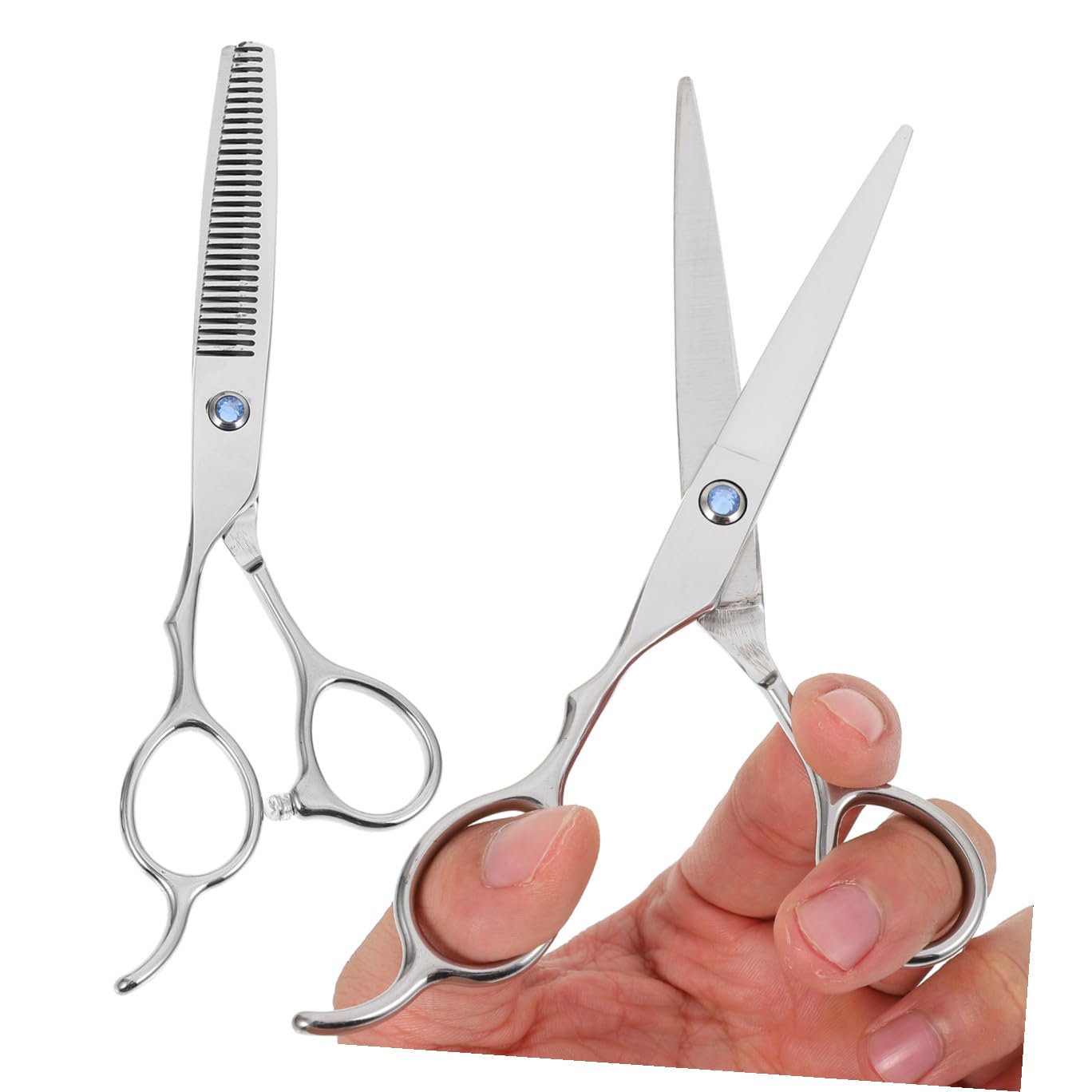 SHERCHPRY Ciseaux de Coiffure Gaucher et Acier Inoxydable Argenté Ensemble de 2 pour 6 Pouces, Poignée Ergonomique Créative Usage Usage Professionnel et Amateur