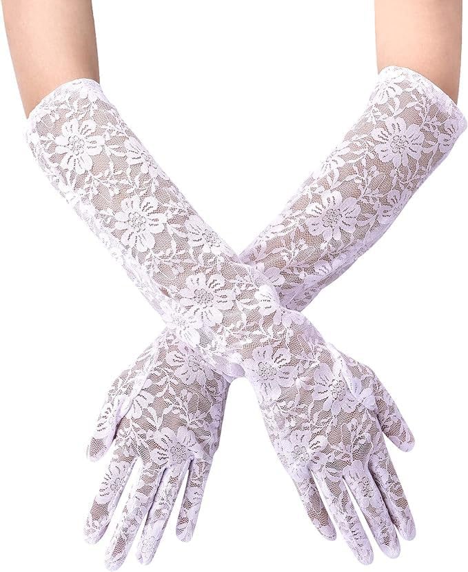 Long Lace Wedding Bridal Gloves Women Lady Goth Punk Vintage Elegant Long Lace Floral Opera Dance Glove Girls Costume Masquerade Party Elbow Length Gloves