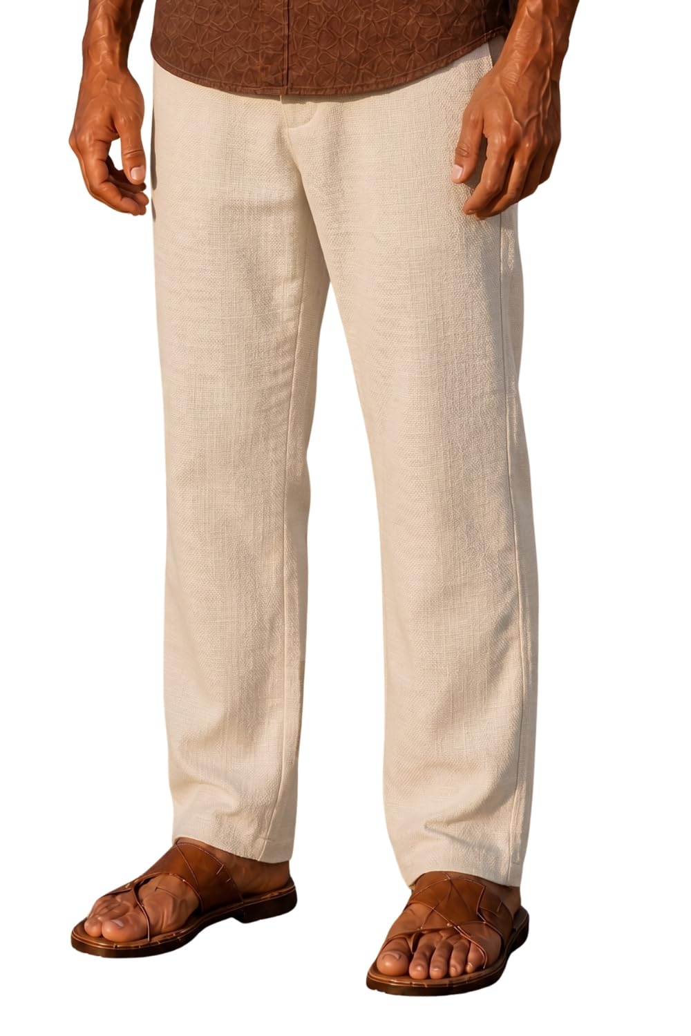 louis philippe Men's Regular Straight Fit 100% Cotton Solid Elasticated Dobby Casual Trousers-picture-23