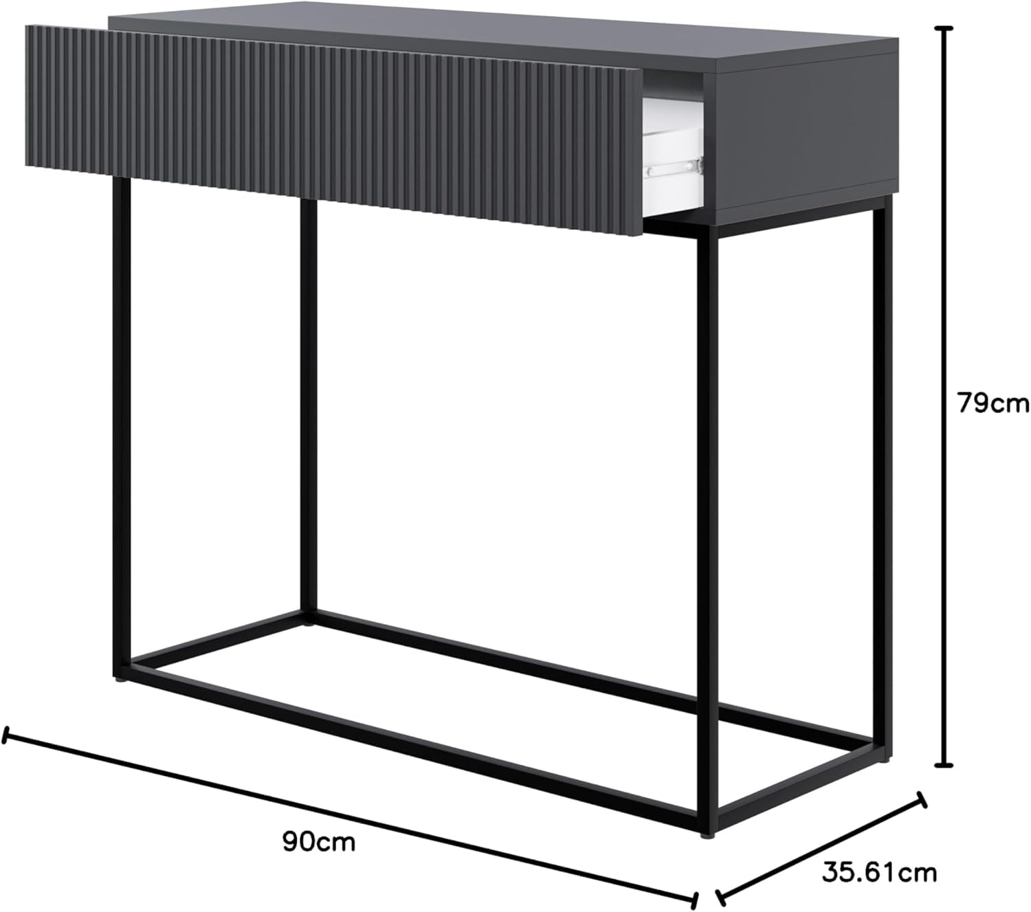 Selsey Consola Recibidor Mesa De Consola con Cajón De Lamas Patas Negras 90 x 79 cm Beige Gris Veldio