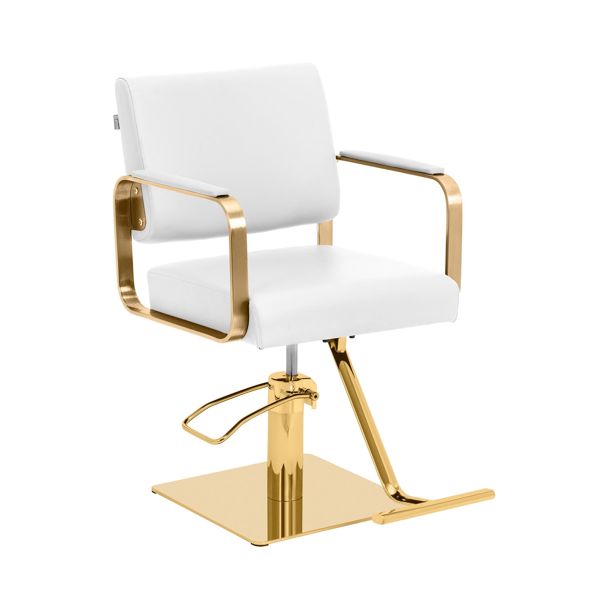 physa Poltrona da parrucchiere con poggiapiedi 50-66 cm, 200 kg Bianco, oro Poltrona da parrucchiere Sedia da parrucchiere Poltrone per parrucchieri
