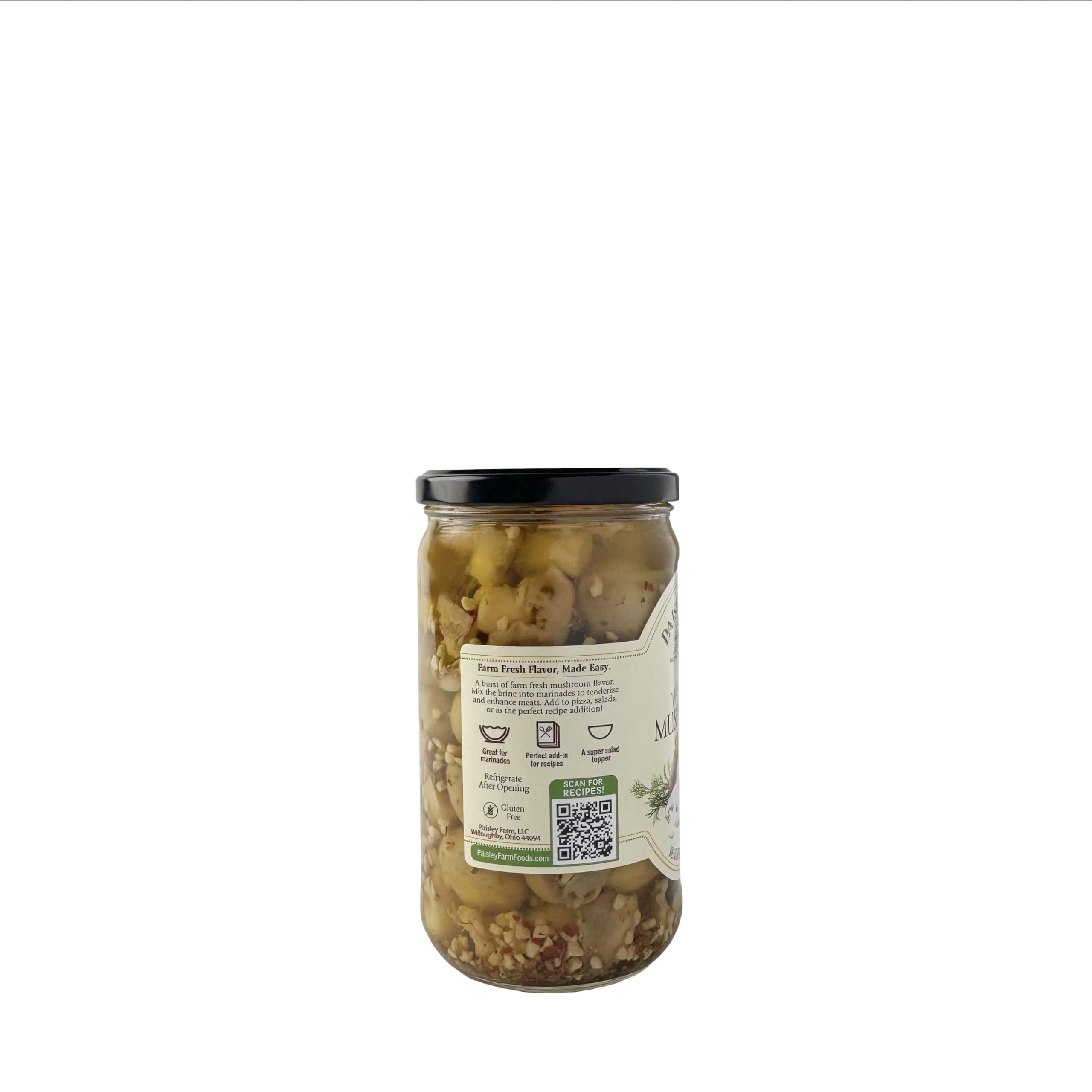 Paisley Farm Marinated Mushrooms, 24oz Jars – 6 Pack | All-Natural Pickled Mushrooms in Savory Marinade, Gourmet Ready-to-Serve Snack