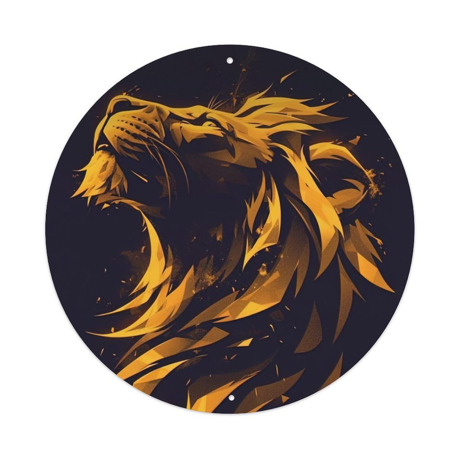 Animal Artwork Lion in The Dark Metal Tin Sign