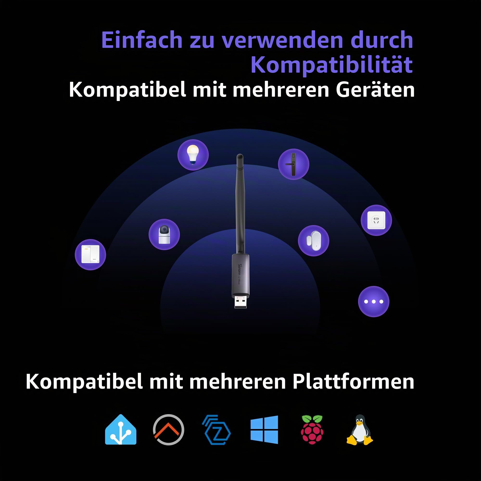 SONOFF Z-Wave 800 Dongle Plus (Dongle-PZG23), USB-Stick mit EFR32ZG23, kompatibel mit Home Assistant und openHAB, S2-Sicherheit, stabile und weitreichende Smart-Home-Steuerung