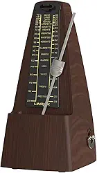 Linrax M2 Metrônomo Mecânico para Piano Guitarra Baixo Ukulele Violino Violoncelo Saxofone Trompete e Todos os Instrumentos Musicais, Faixa de Tempo e Batida, Som Alto, Alta Precisão, Grão de Madeira