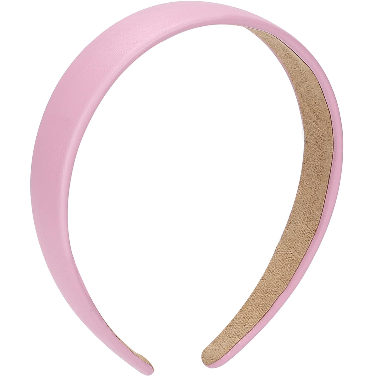 WantGor 1 Inch PU Leather Headband, Wide Padded Hairband Fashion Hair Bands Cute Womens Headbands Holiday DIY Hair Accessories (Pink) - Image 2