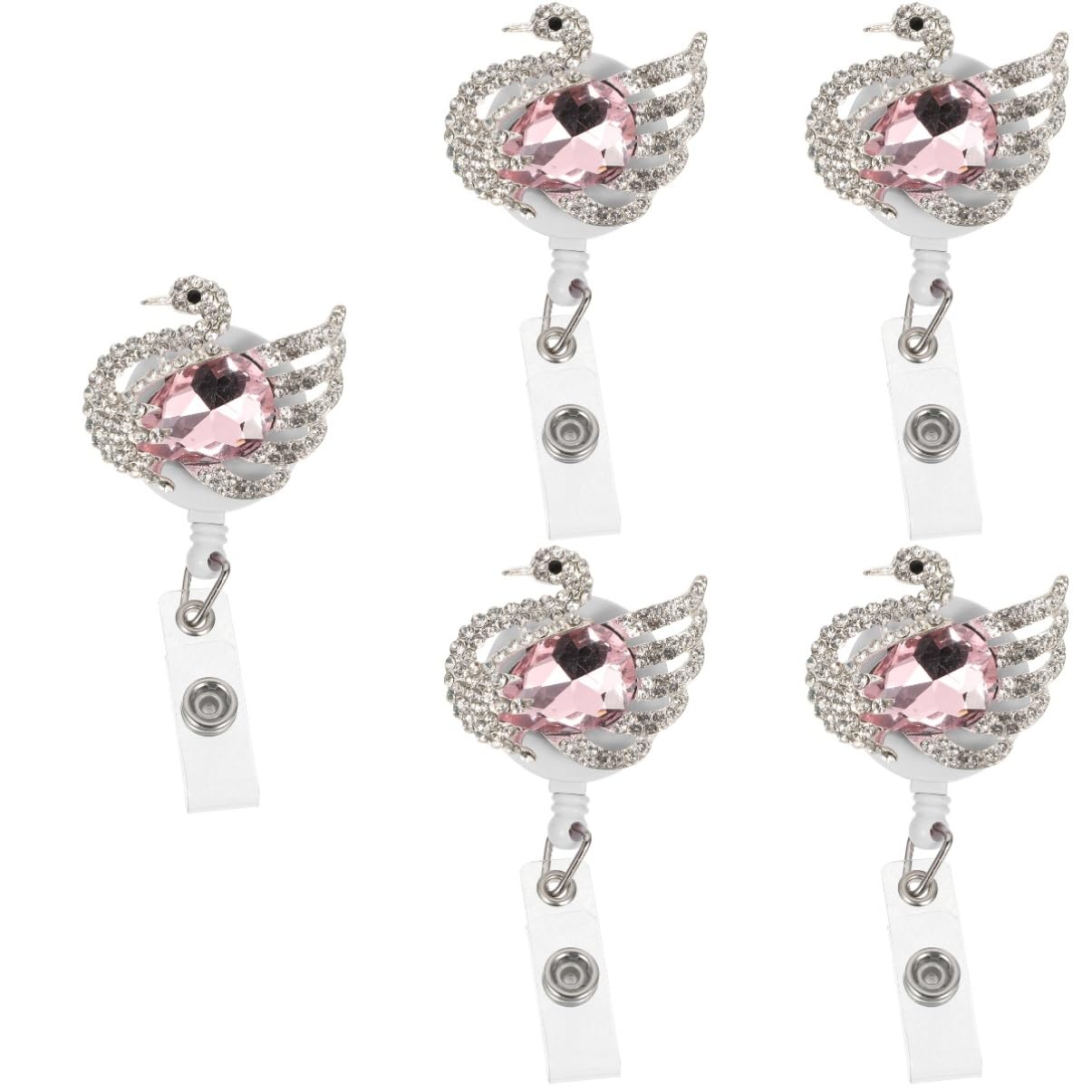 LALAFINA 5pezzi Portadistintivi Rotante e Retrattile Con Clip Per Cintura Accessorio Multifunzionale Per Lavoro e Scuola Facile Da Usare Per Badge e Chiavi