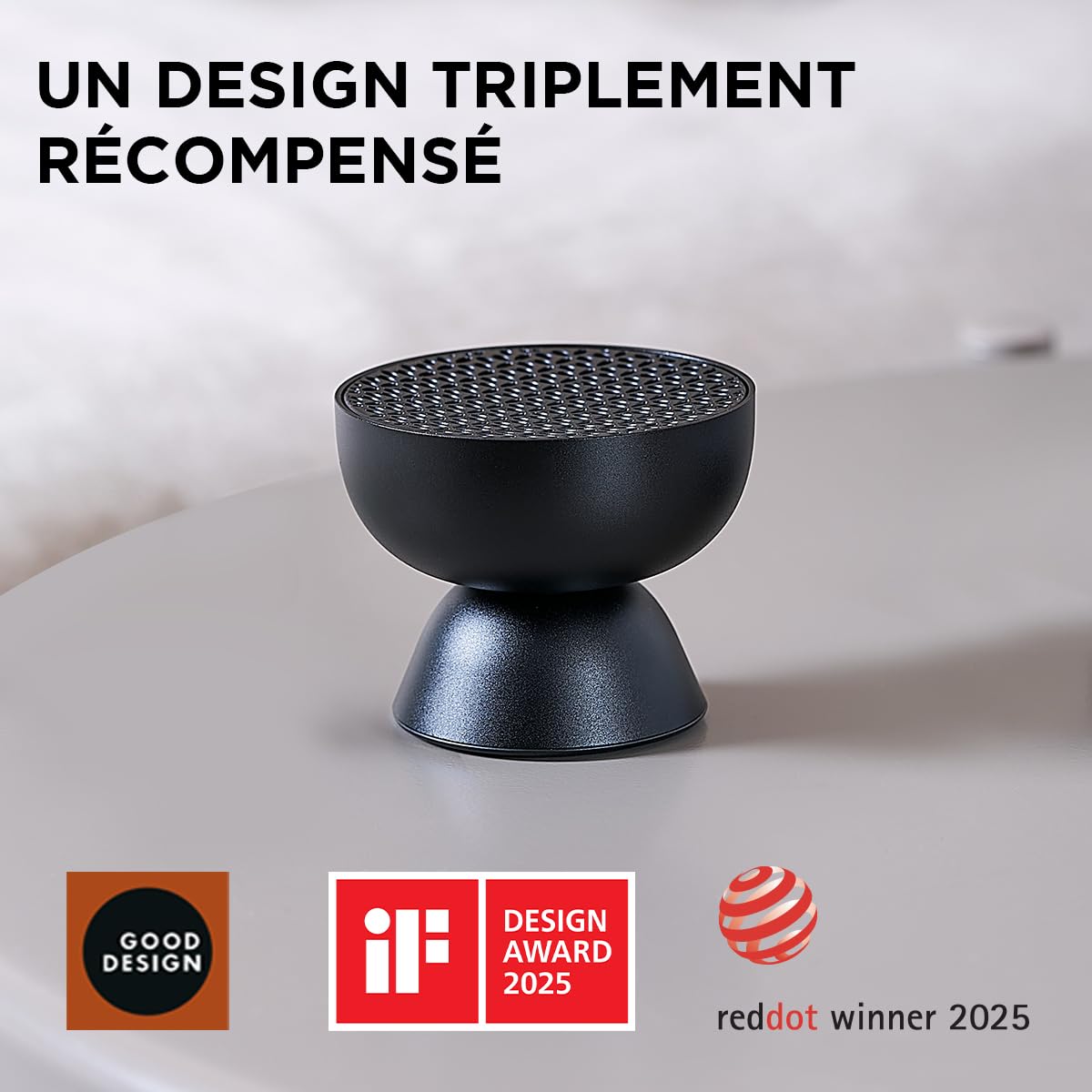 Lexon Mini Enceinte Bluetooth Portable TAMO, Appairable en réseau, à Commande Tactile, Micro et Haut-Parleur intégré, Rechargeable sans Fil pour PC et Smartphone - Noir