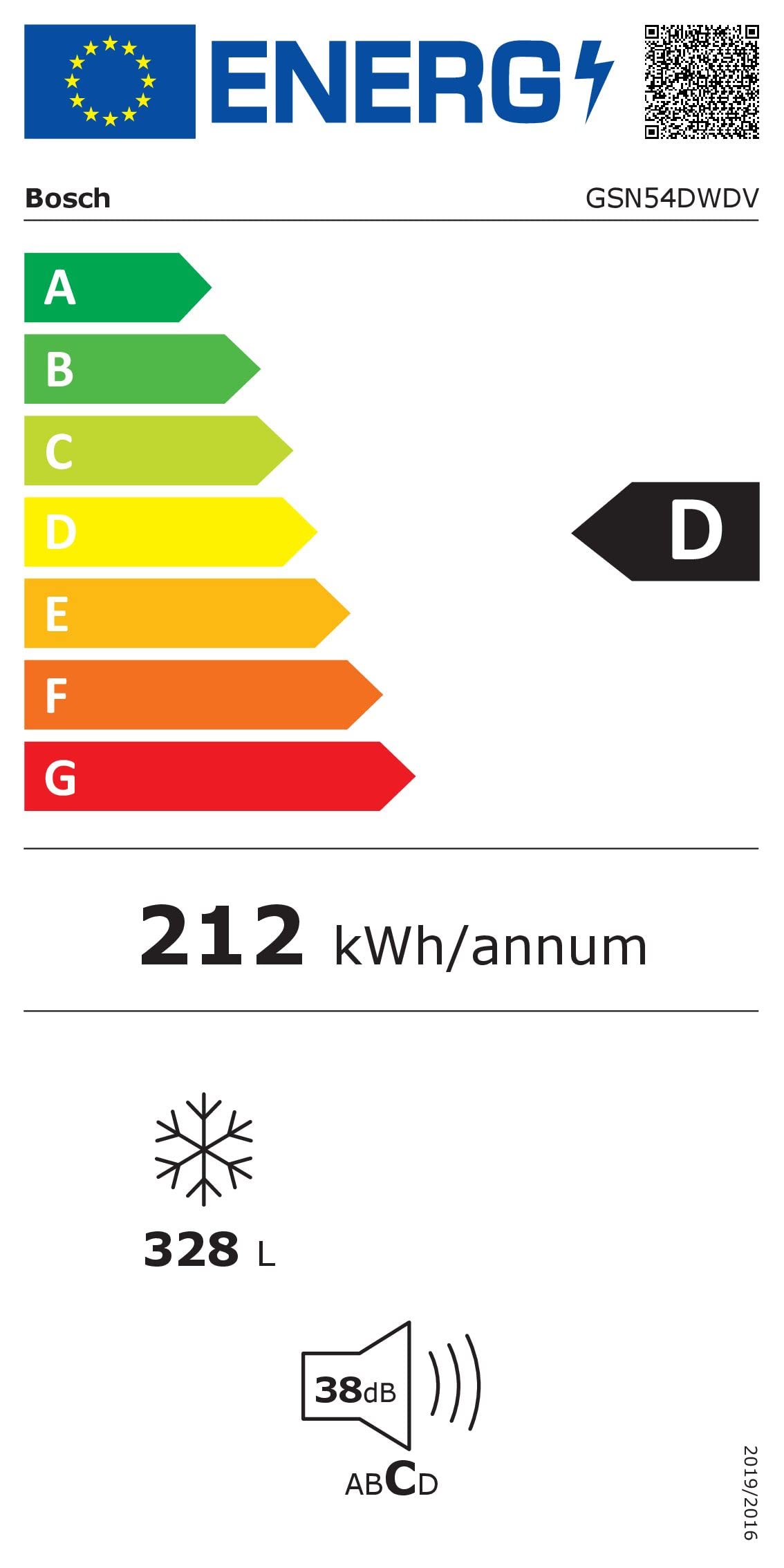 Bosch GSN54DWDV Serie 6, Congelatore monoporta da libera installazione, NoFrost, Cassetto BigBox, Tecnologia Inverter Intelligente, 176 x 70 cm, Bianco