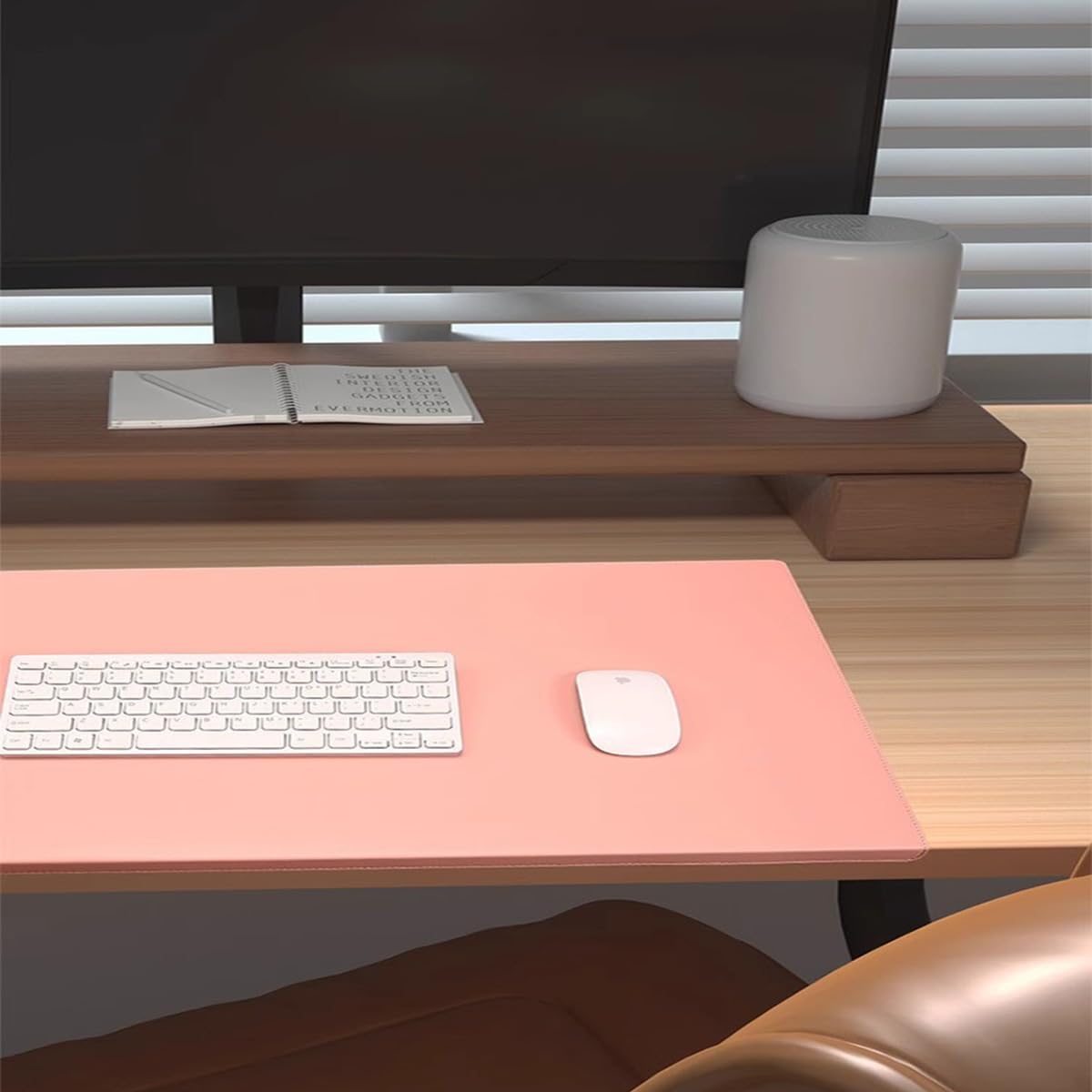 Kantenschutz, Schreibtischunterlage, große, faltbare Leder-Tischmatte mit verriegeltem Rand, rutschfeste Laptop-Mauspads für Büro, Zuhause, Arbeit, Studium, Schreiben, Tippspiel (Weiß, 100 x 60 cm)