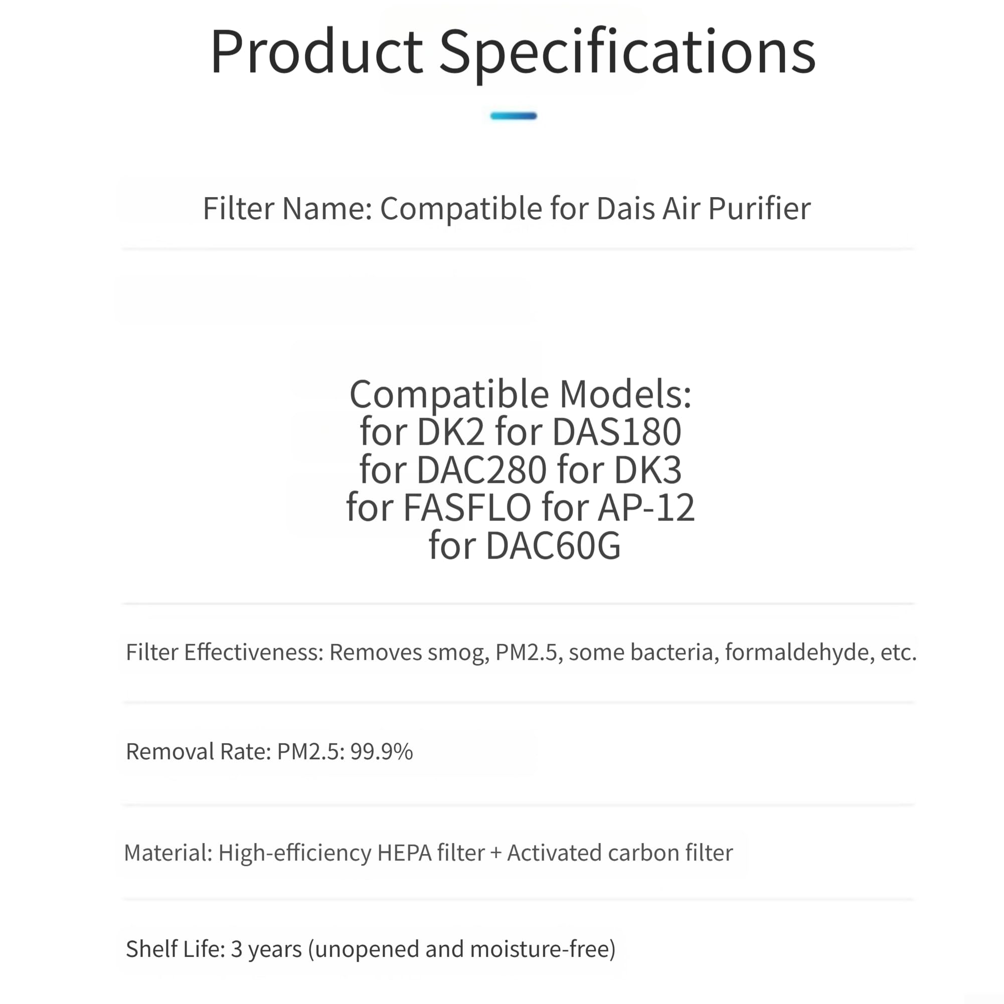 Recambio Filtro Aire DAC280 para dk2 DAS180 Anti para polvo Recambio(DAC280/DK3/AP-12)