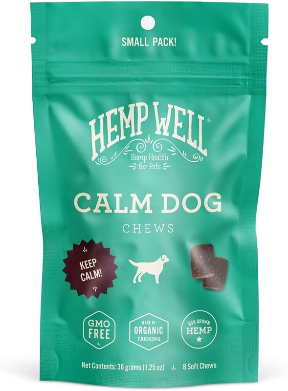 Petisco mastigável para cães Hemp Well Calm com camomila e melatonina, 8 unidades