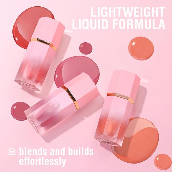 3 Pcs Blush Stick Blush Makeup,Lightweight,Cream Blush Long Lasting Moisturizing,Liquid Blush Beauty Wand for Women