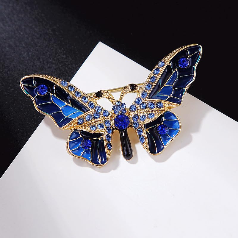 Image of butterfly brooch pins for women fashion Woman's enamel crystal rhinestone butterfly brooches pin set for Clothes Dresses