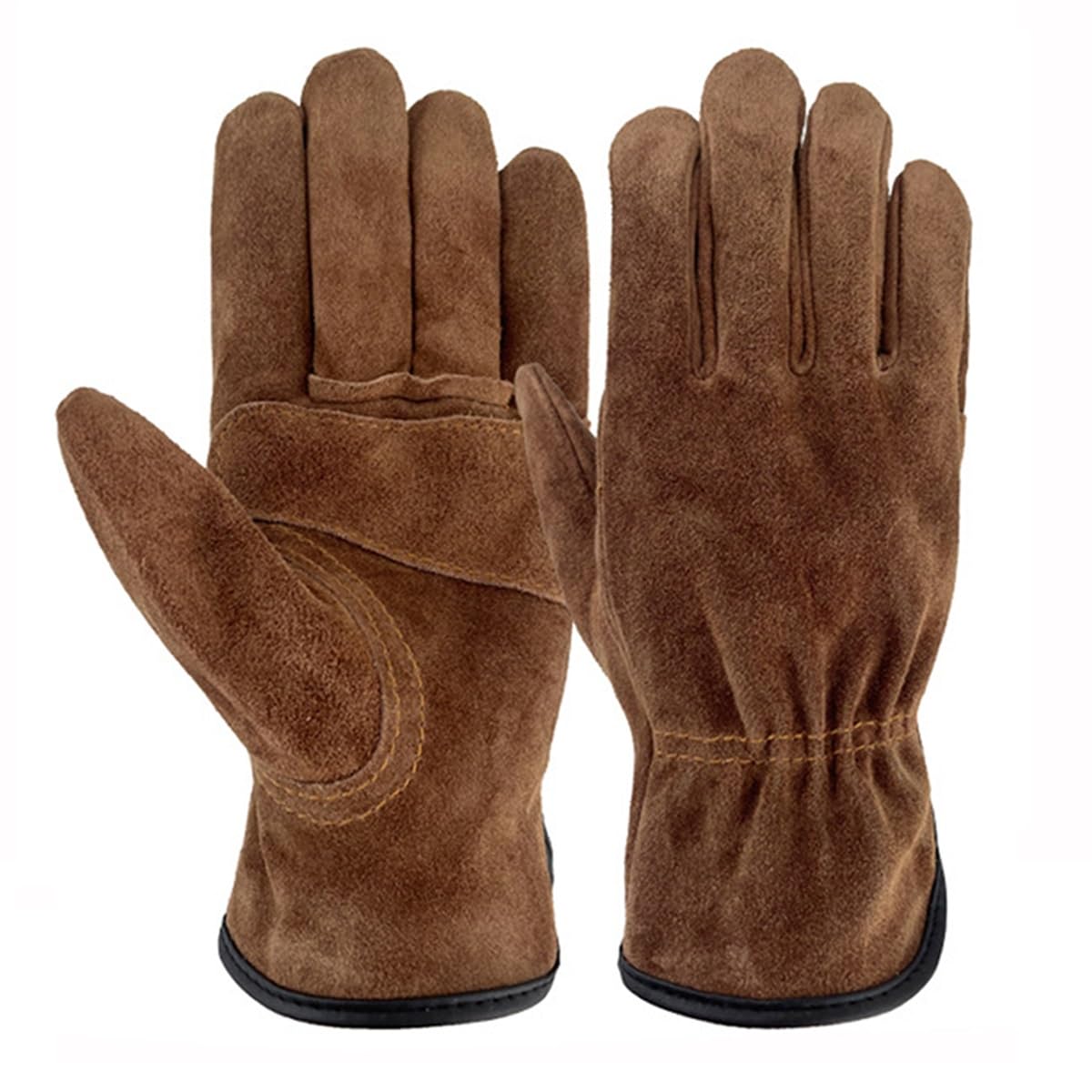 Guantes de trabajo de cuero, guantes para soldadura con varilla, guantes de seguridad de cuero resistentes al fuego/calor, protección de las manos contra el calor de soldadores y sopletes, para jard